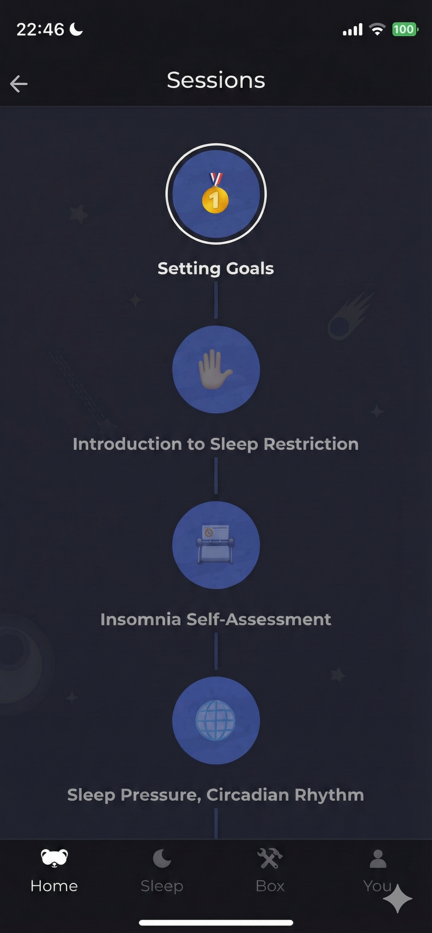 image of the session list in a journey