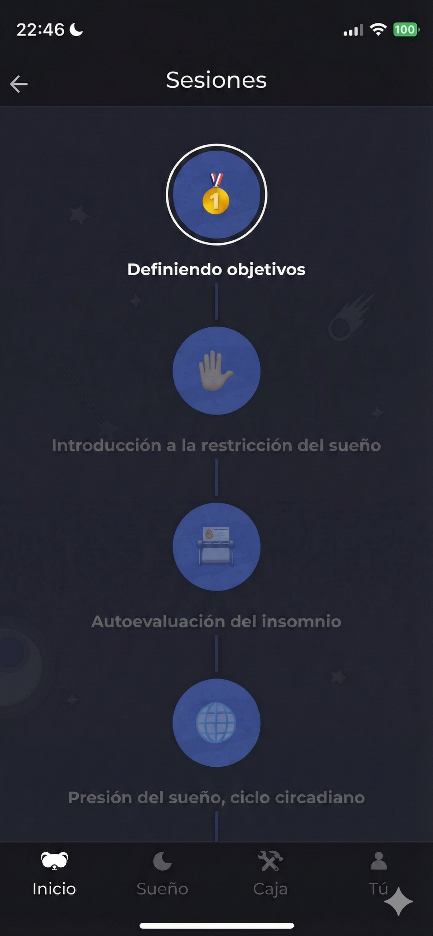 imagen de la lista de sesiones en un viaje