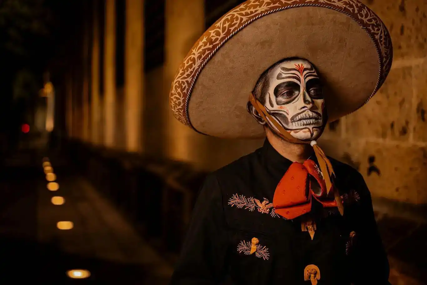 A man in Mexico City wearing a traditional Mexican attire.