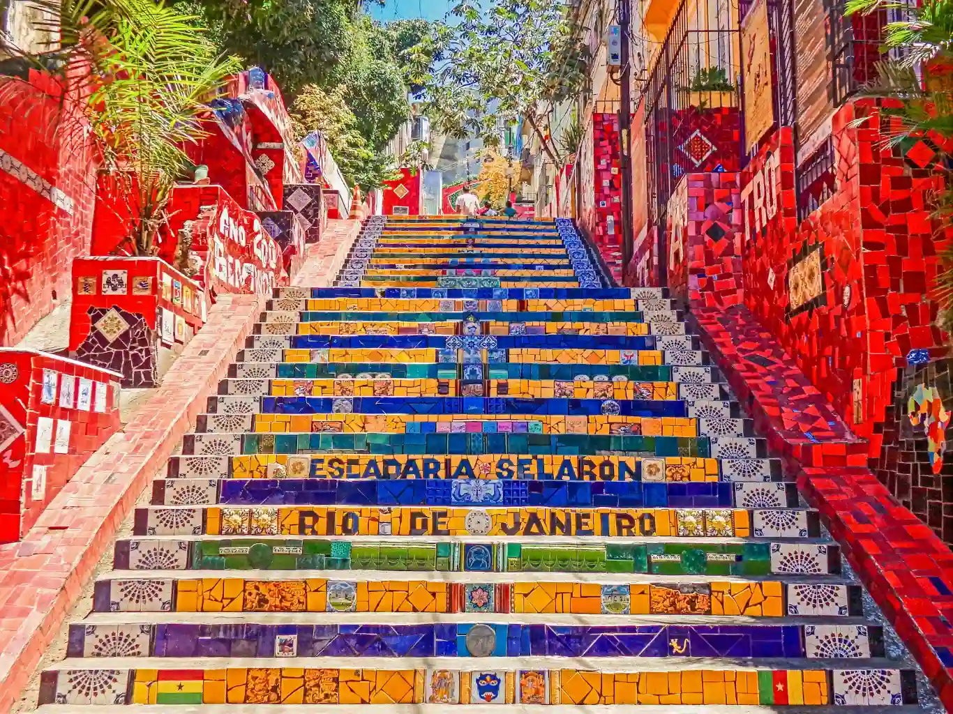 Colorful steps of the Escadaria Selarón in Rio de Janeiro.