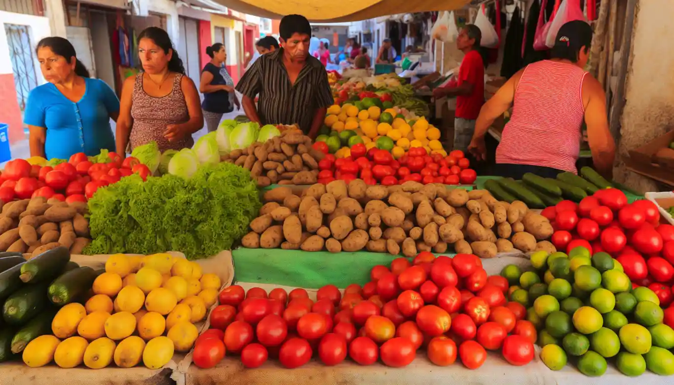 Picture of Fresh fruits and vegetables at a local Cancun market