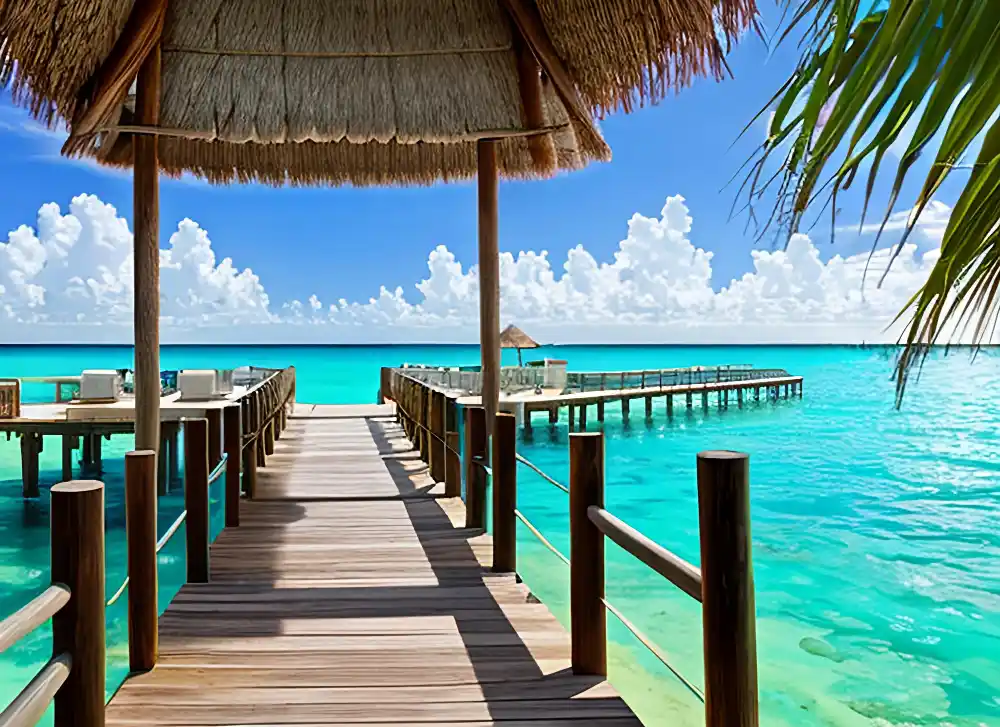 Exotic tropical resort Jetty near Cancun Mexico