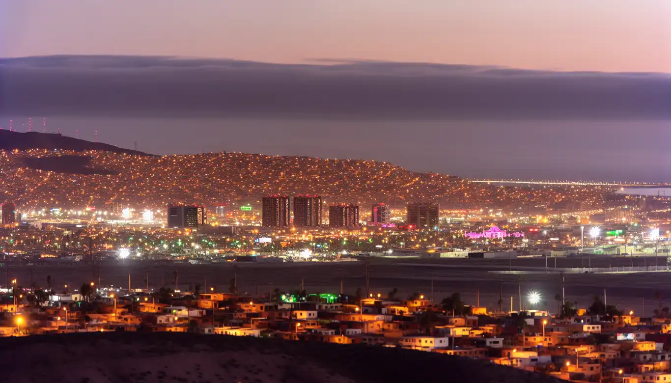 Tijuana cityscape at dusk