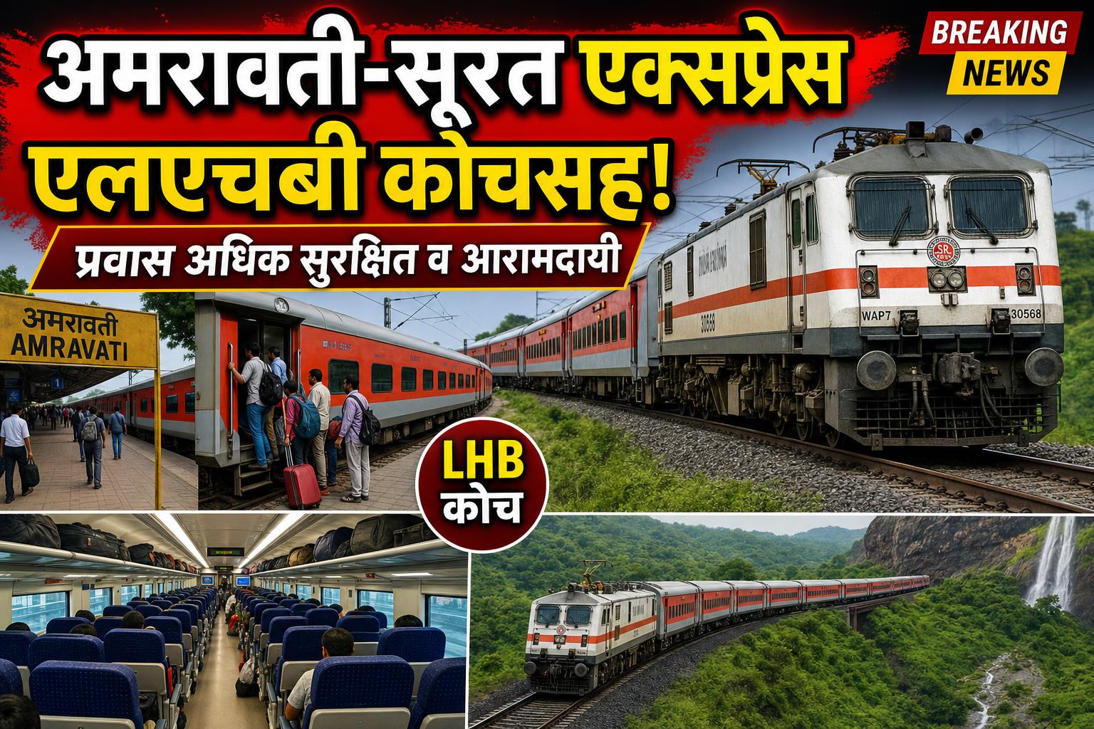 अमरावती-सूरत एक्सप्रेसला एलएचबी कोचचा नवा रूप; प्रवास होणार अधिक सुरक्षित आणि आरामदायी