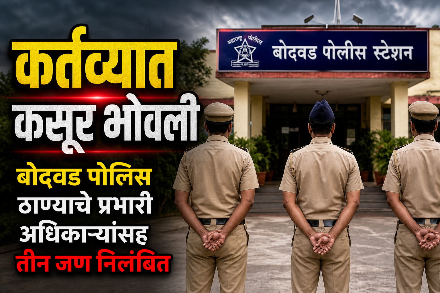 कर्तव्यात हलगर्जीपणा; बोदवड पोलिस ठाण्याचे प्रभारींसह तिघे निलंबित