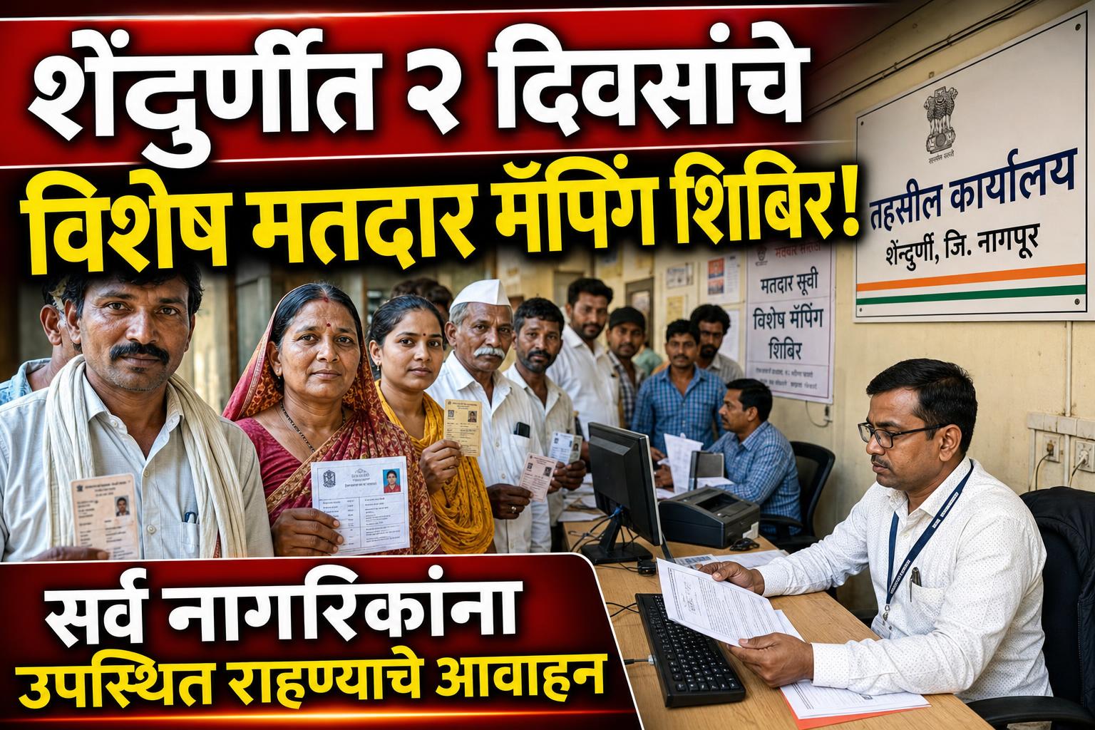 शेंदुर्णीत २ दिवसांचे विशेष मतदार मॅपिंग शिबिर; नागरिकांना उपस्थित राहण्याचे आवाहन