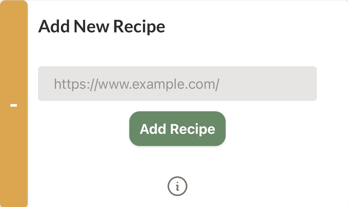 CookBook Add Recipe panel