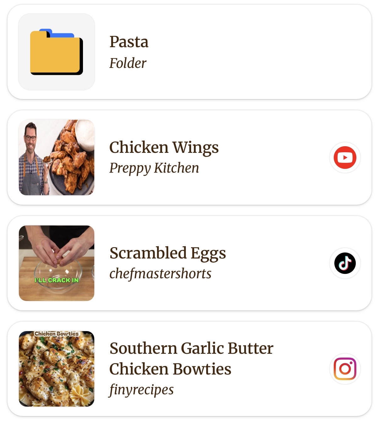 CookBook recipe list