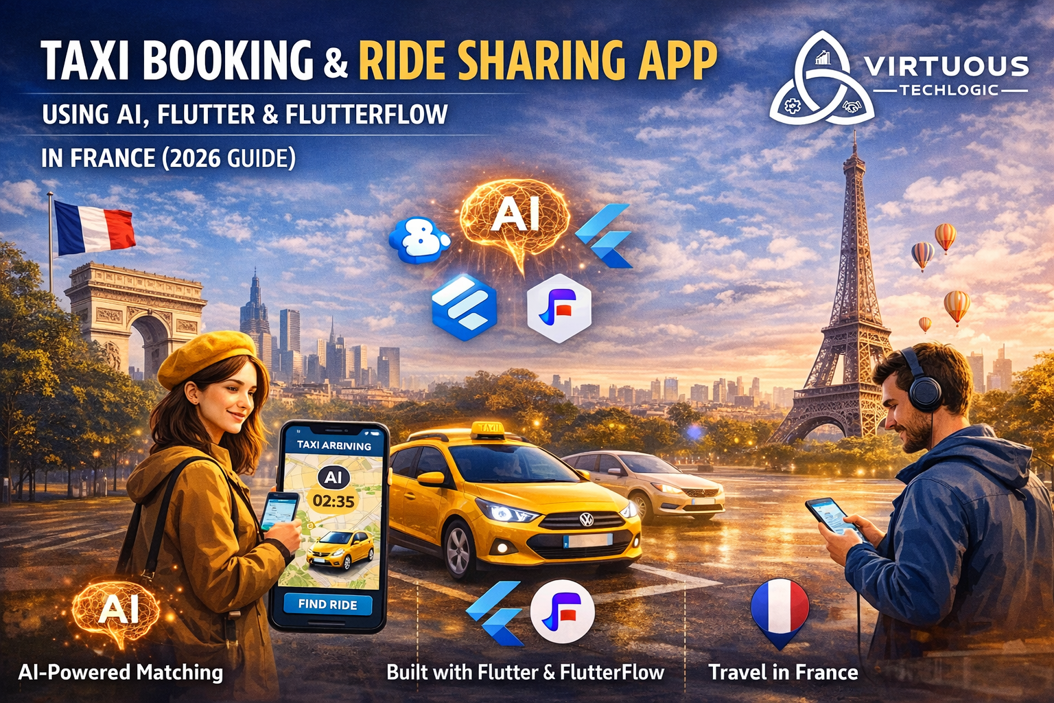 Taxi Booking & Ride Sharing App Using AI, Flutter, and FlutterFlow in/for France (2026 Guide)