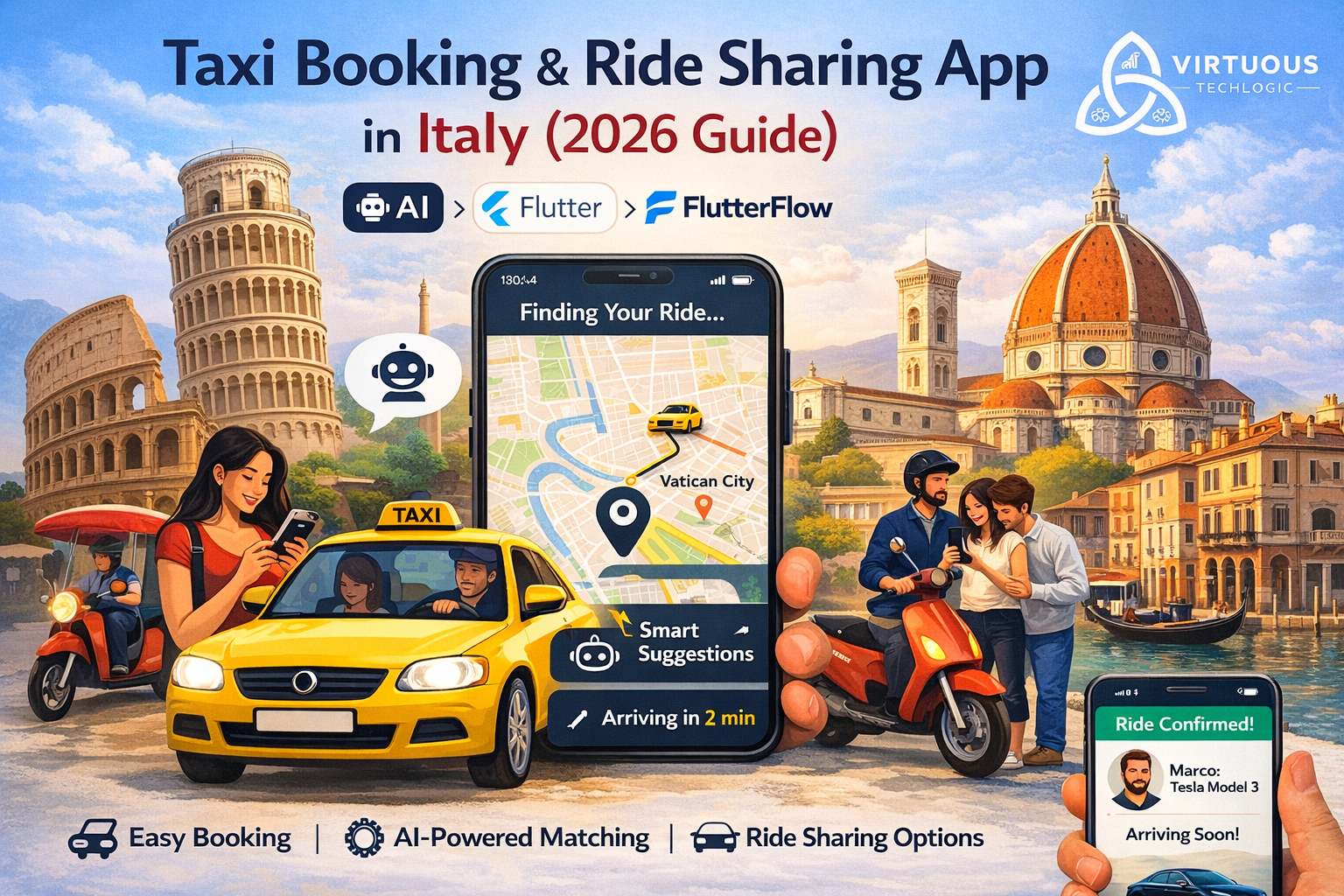 Taxi Booking & Ride Sharing App Using AI, Flutter, and FlutterFlow in/for Italy (2026 Guide)