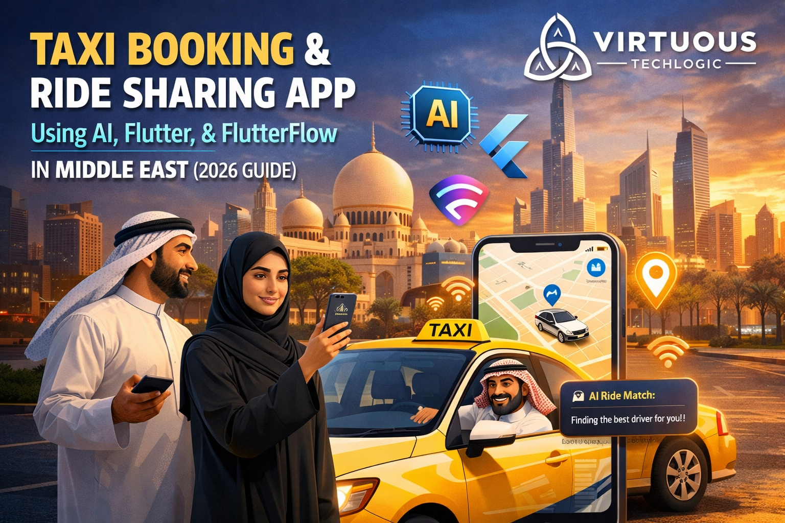 Taxi Booking & Ride Sharing App Using AI, Flutter, and FlutterFlow in/for the Middle East (2026 Guide)