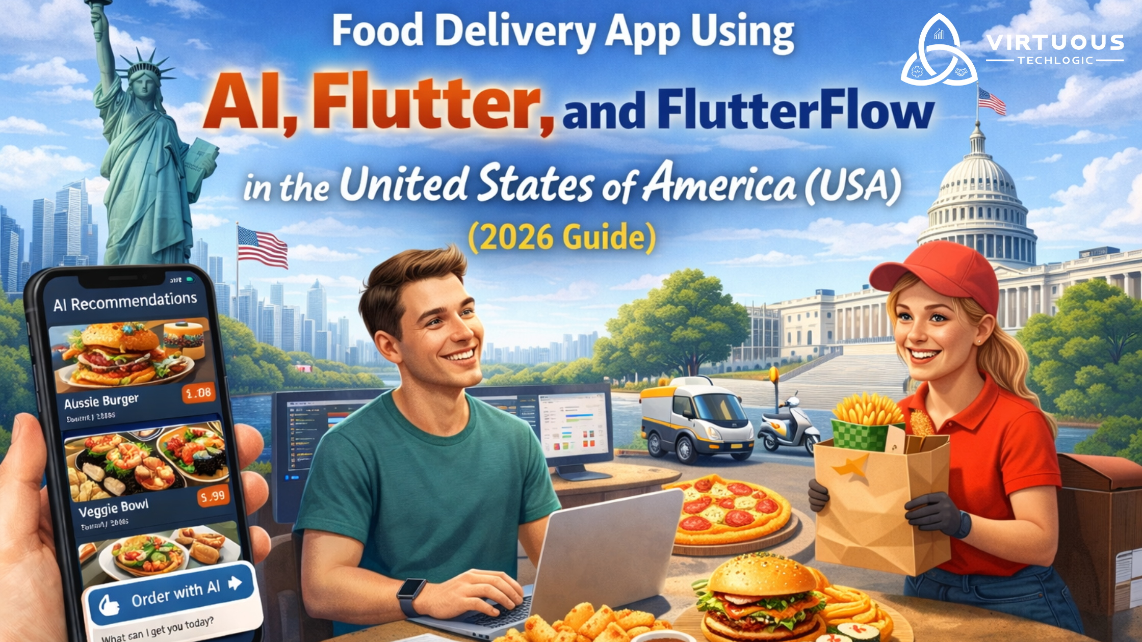 Food Delivery App Using AI, Flutter, and FlutterFlow in/for the United States of America (USA) (2026 Guide)
