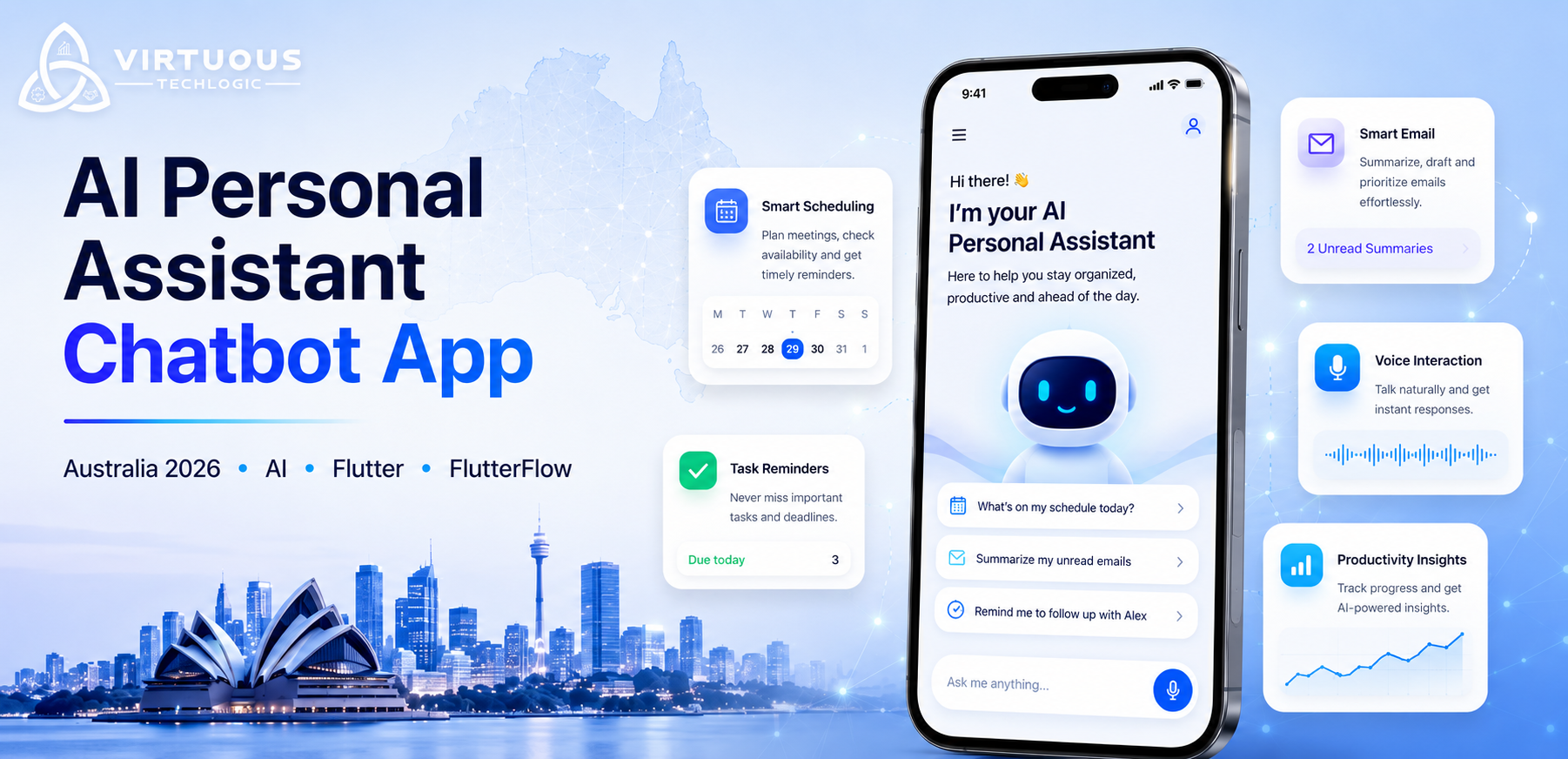 Personal Assistant Like AI Chatbot App Using AI, Flutter, and FlutterFlow in/for Australia (2026 Guide)