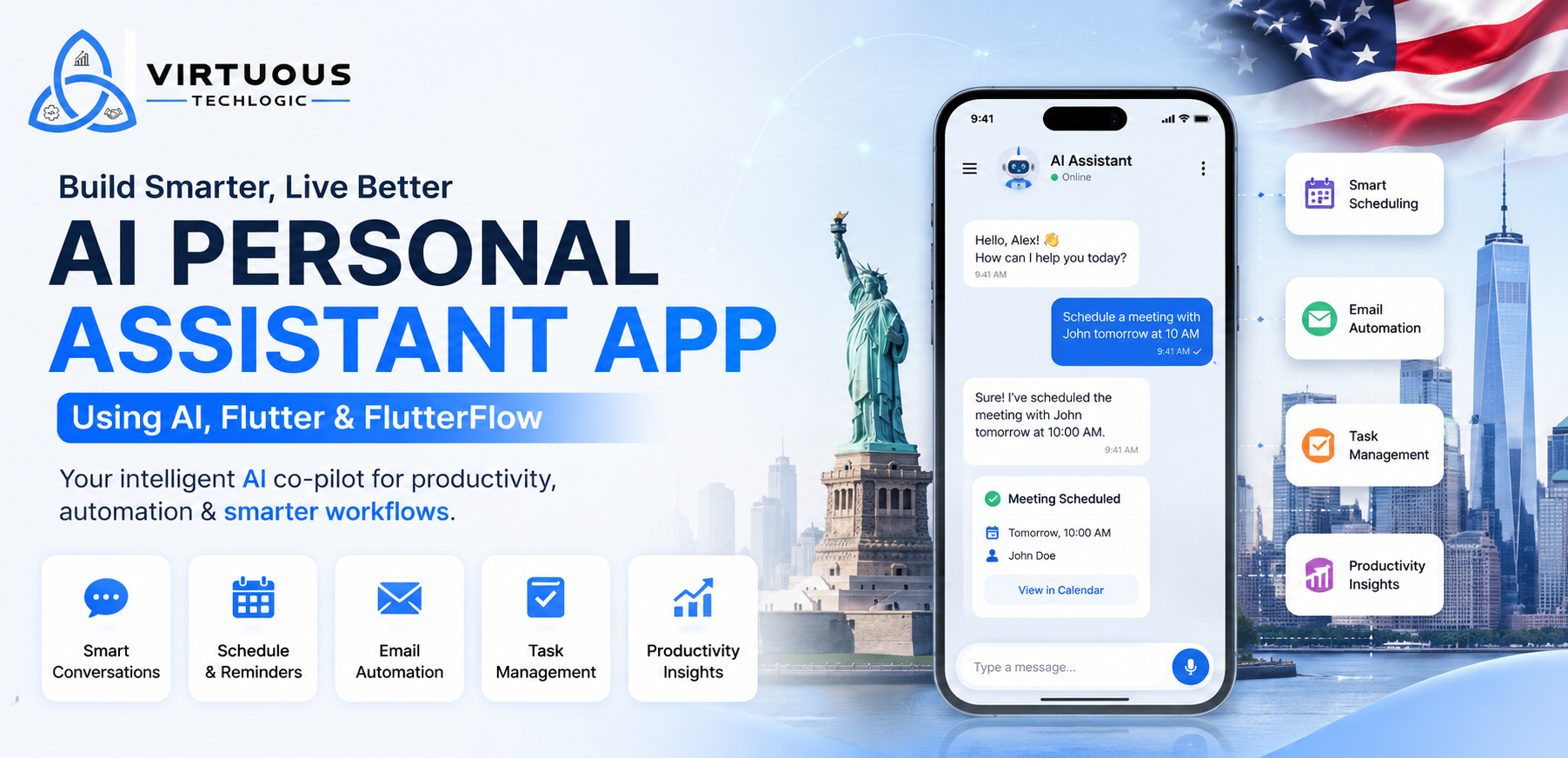 Personal Assistant Like AI Chatbot App Using AI, Flutter, and FlutterFlow in/for the United States of America (USA) (2026 Guide)