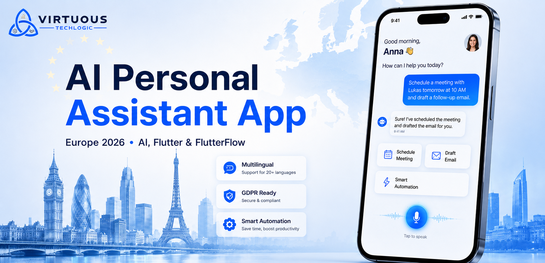 Personal Assistant Like AI Chatbot App Using AI, Flutter, and FlutterFlow in/for Europe (2026 Guide)