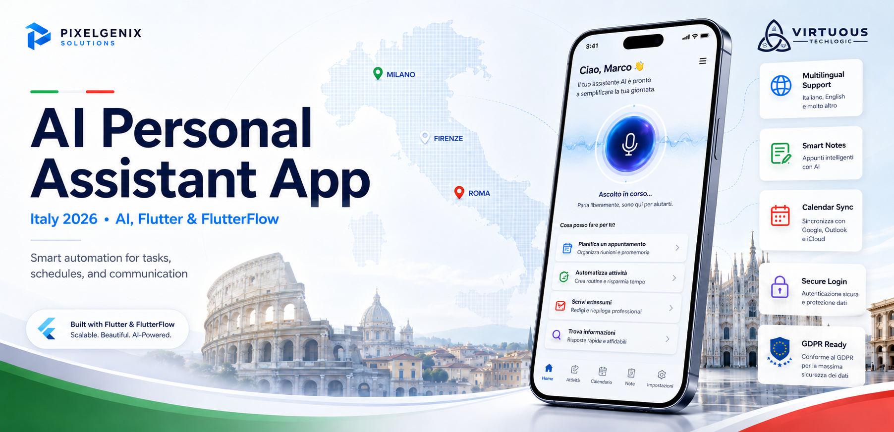 Personal Assistant Like AI Chatbot App Using AI, Flutter, and FlutterFlow in/for Italy (2026 Guide)