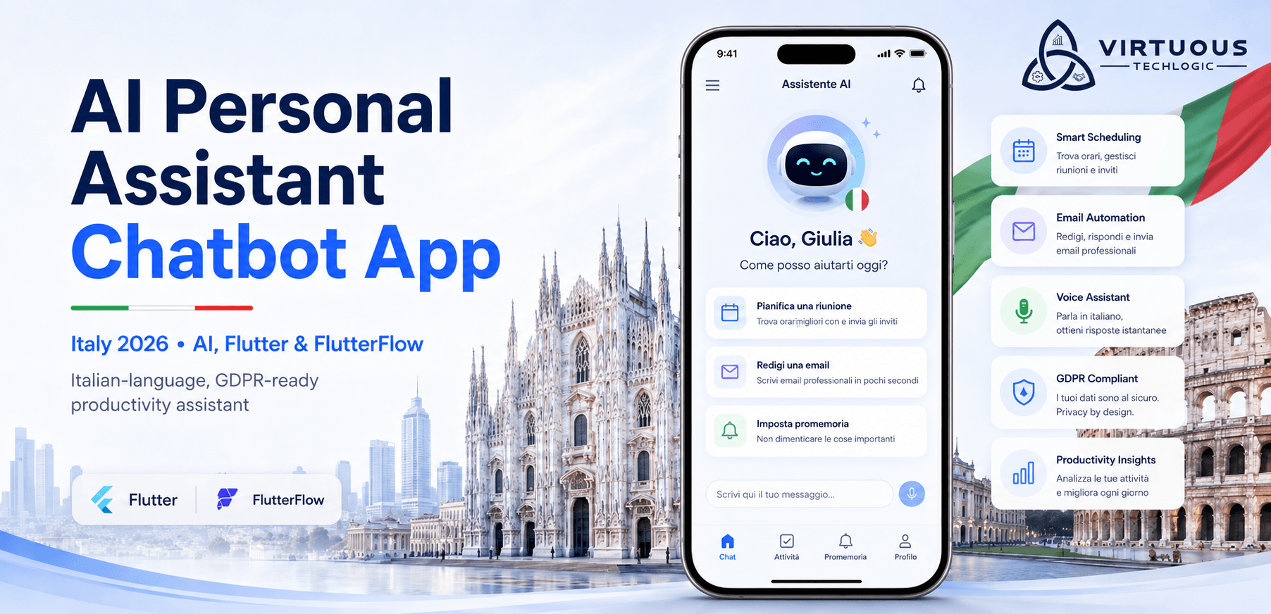 Personal Assistant Like AI Chatbot App Using AI, Flutter, and FlutterFlow in/for Italy (2026 Guide)