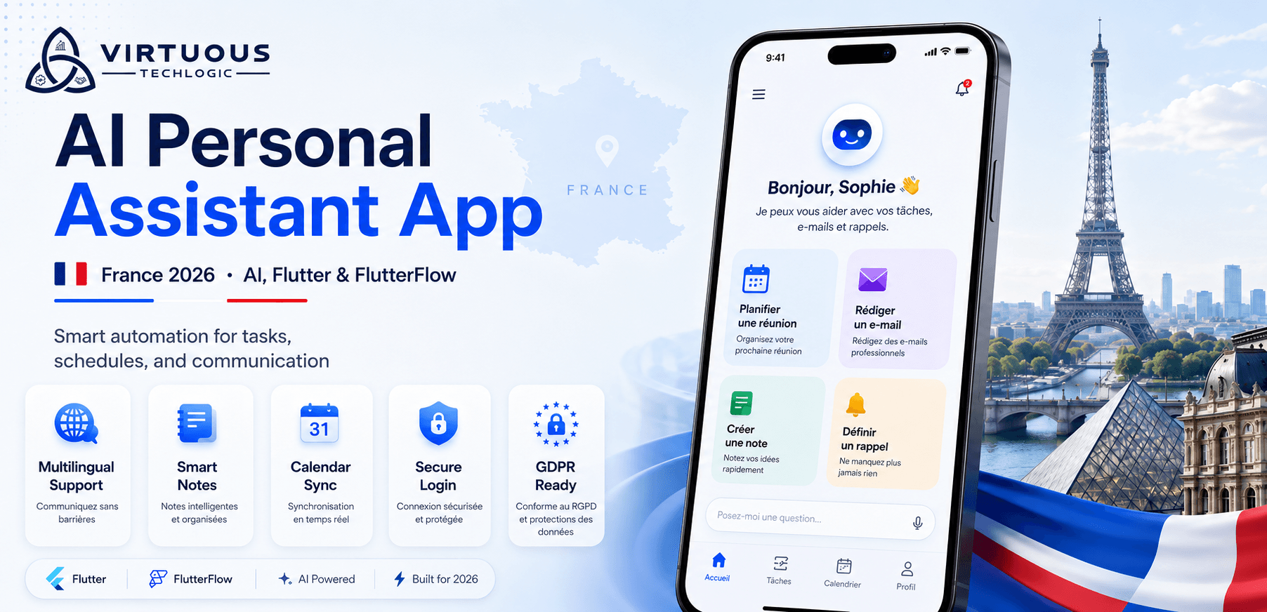 Personal Assistant Like AI Chatbot App Using AI, Flutter, and FlutterFlow in/for France (2026 Guide)