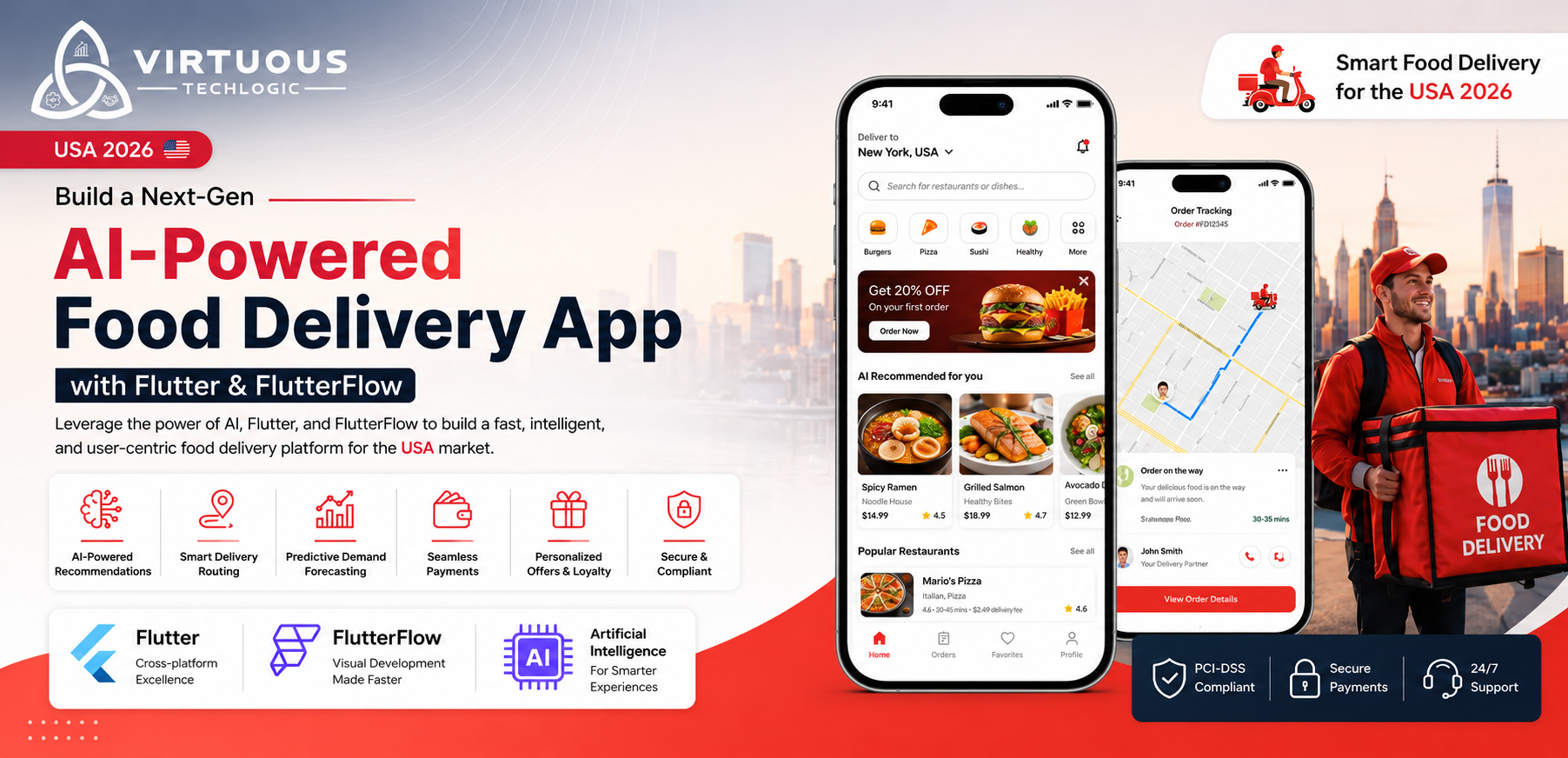 Food Delivery App Using AI, Flutter, and FlutterFlow in/for the United States of America (USA) (2026 Guide)