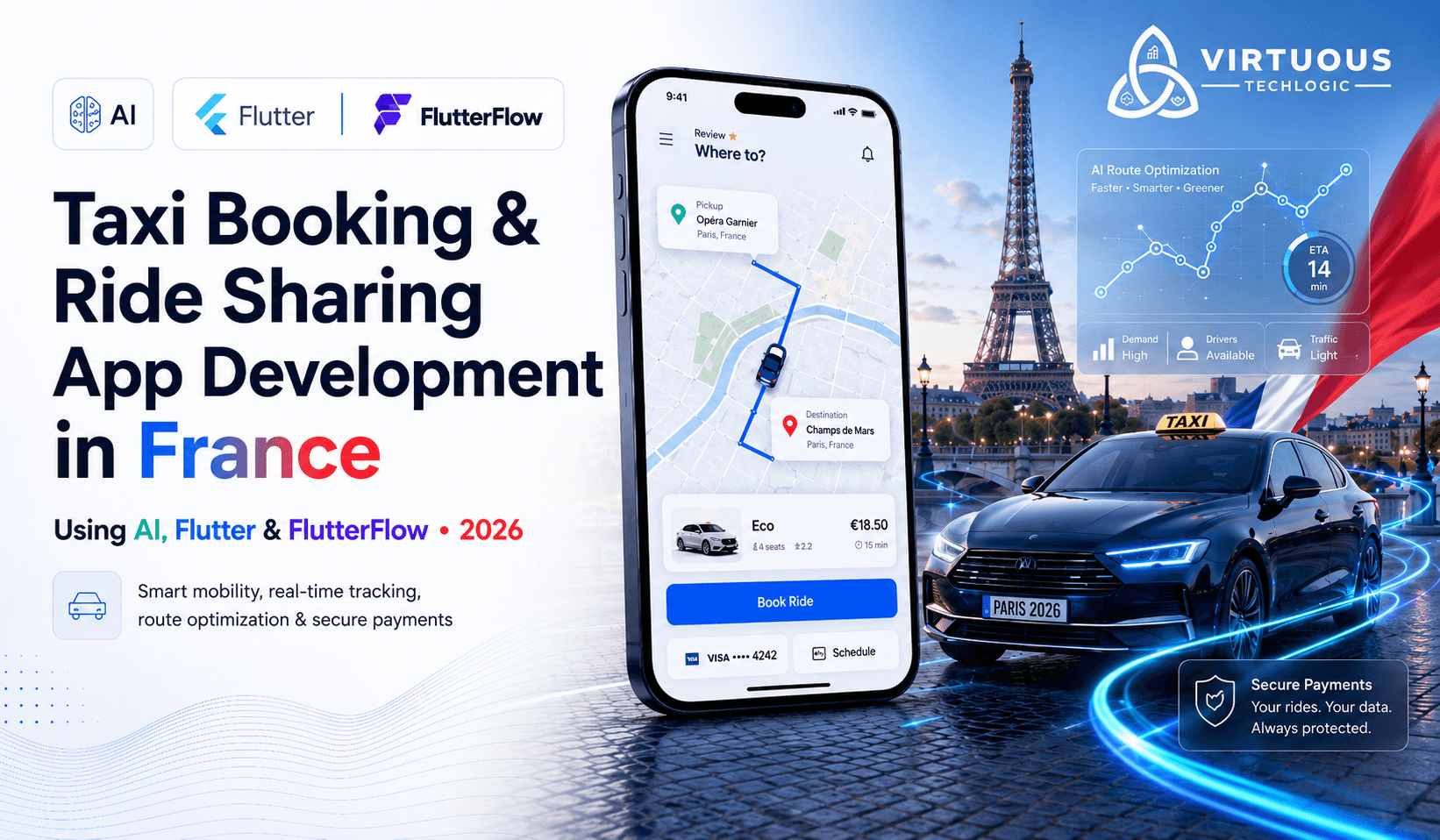 Taxi Booking & Ride Sharing App Using AI, Flutter, and FlutterFlow in/for France (2026 Guide)
