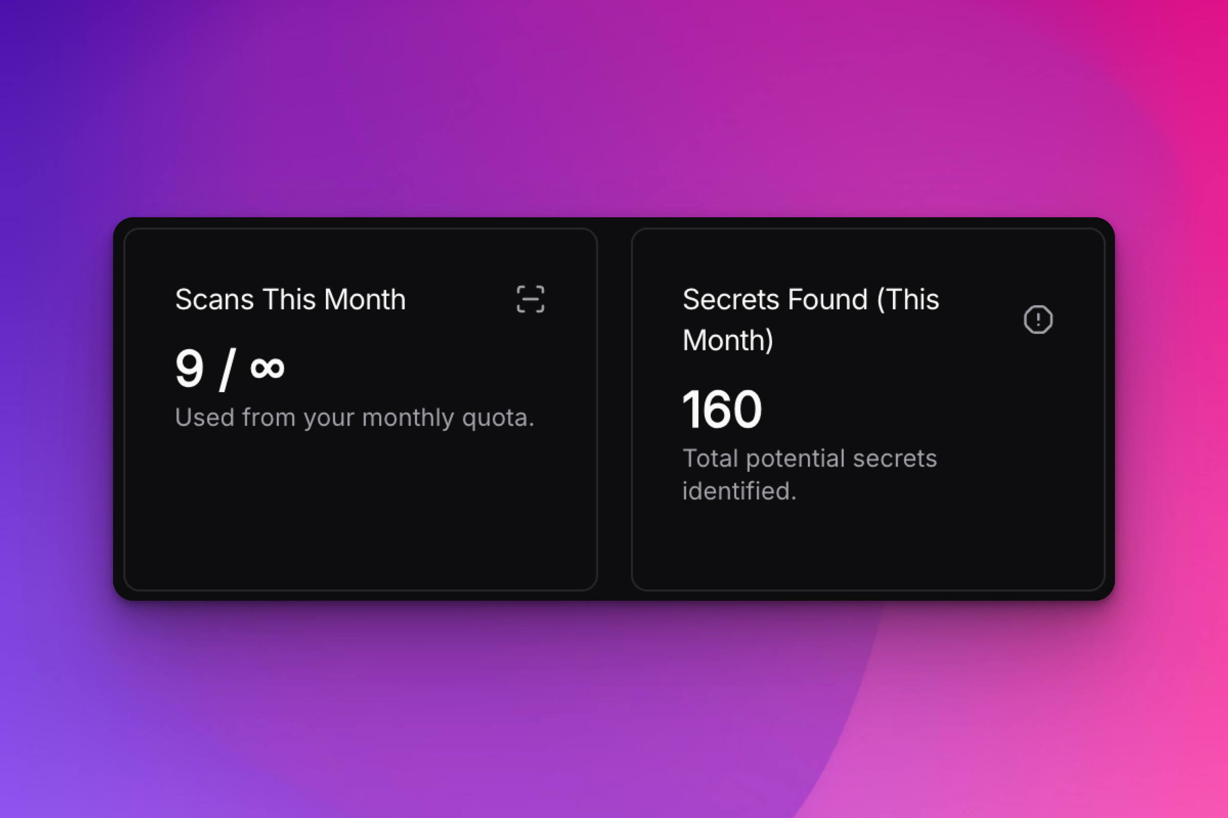 Screenshot of a secret scan result showing a found secret with its type, confidence, and location.