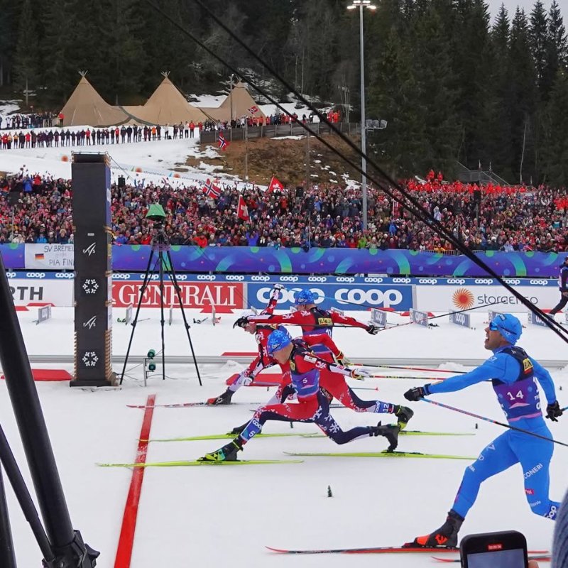 Målstreken under Ski-VM 2025 i Granåsen