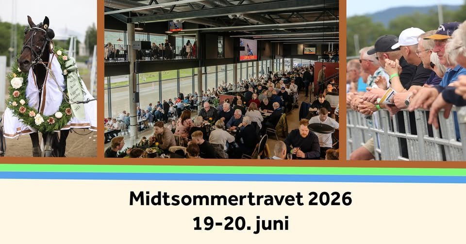 May be an image of horse and text that says "な 西 ய Midtsommertravet 2026 19-20.juni 19-20. juni"