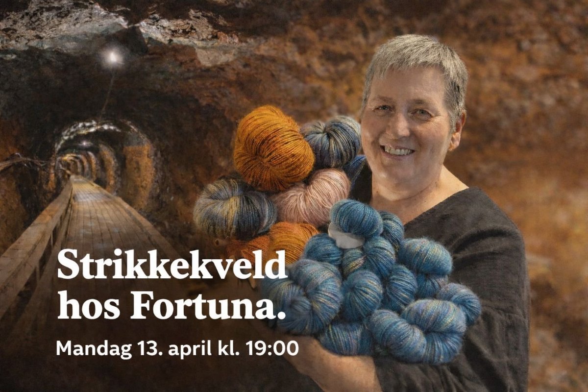 May be an image of text that says 'Strikkekveld hos Fortuna. Mandag 13. april kl. 19:00'