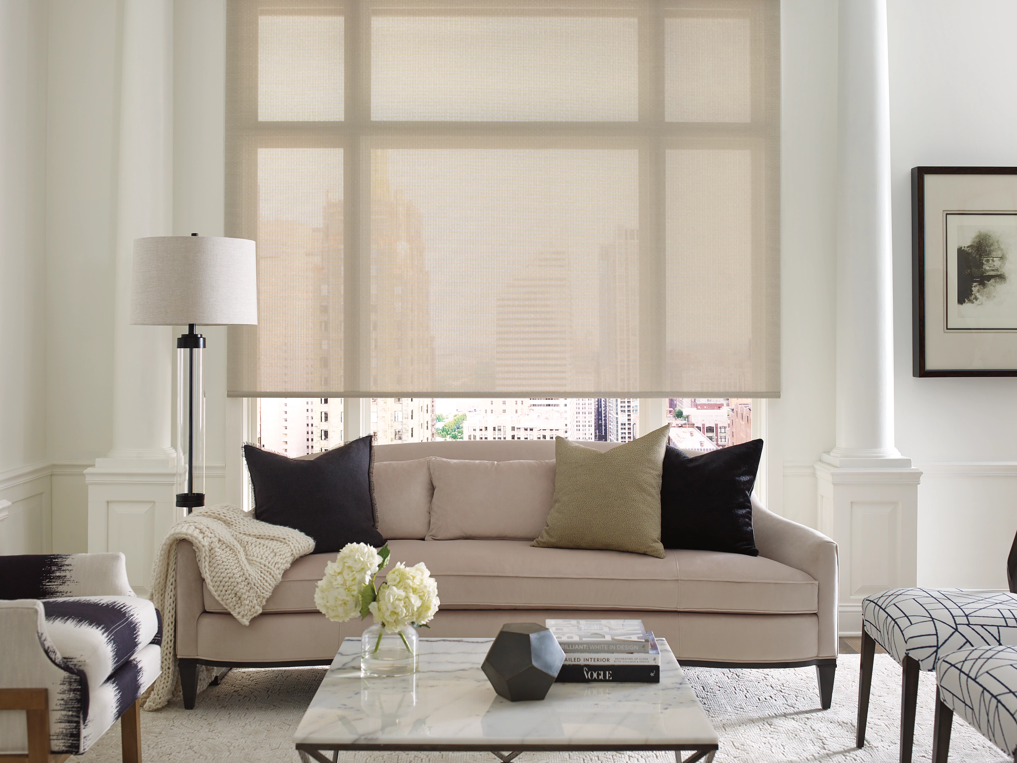 Beige shades in living room