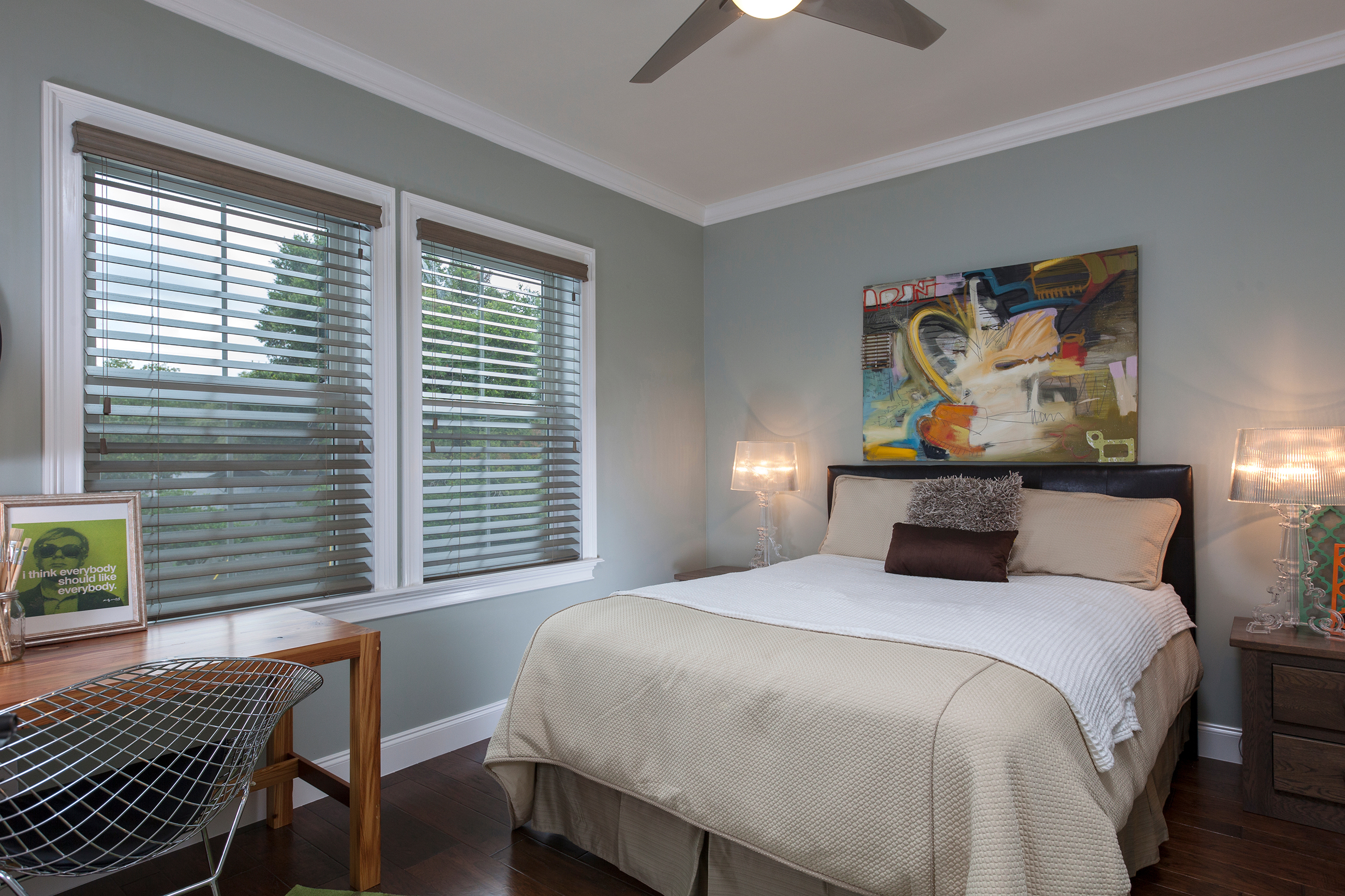 Wood blinds in Bedroom by VistaShades Penticton