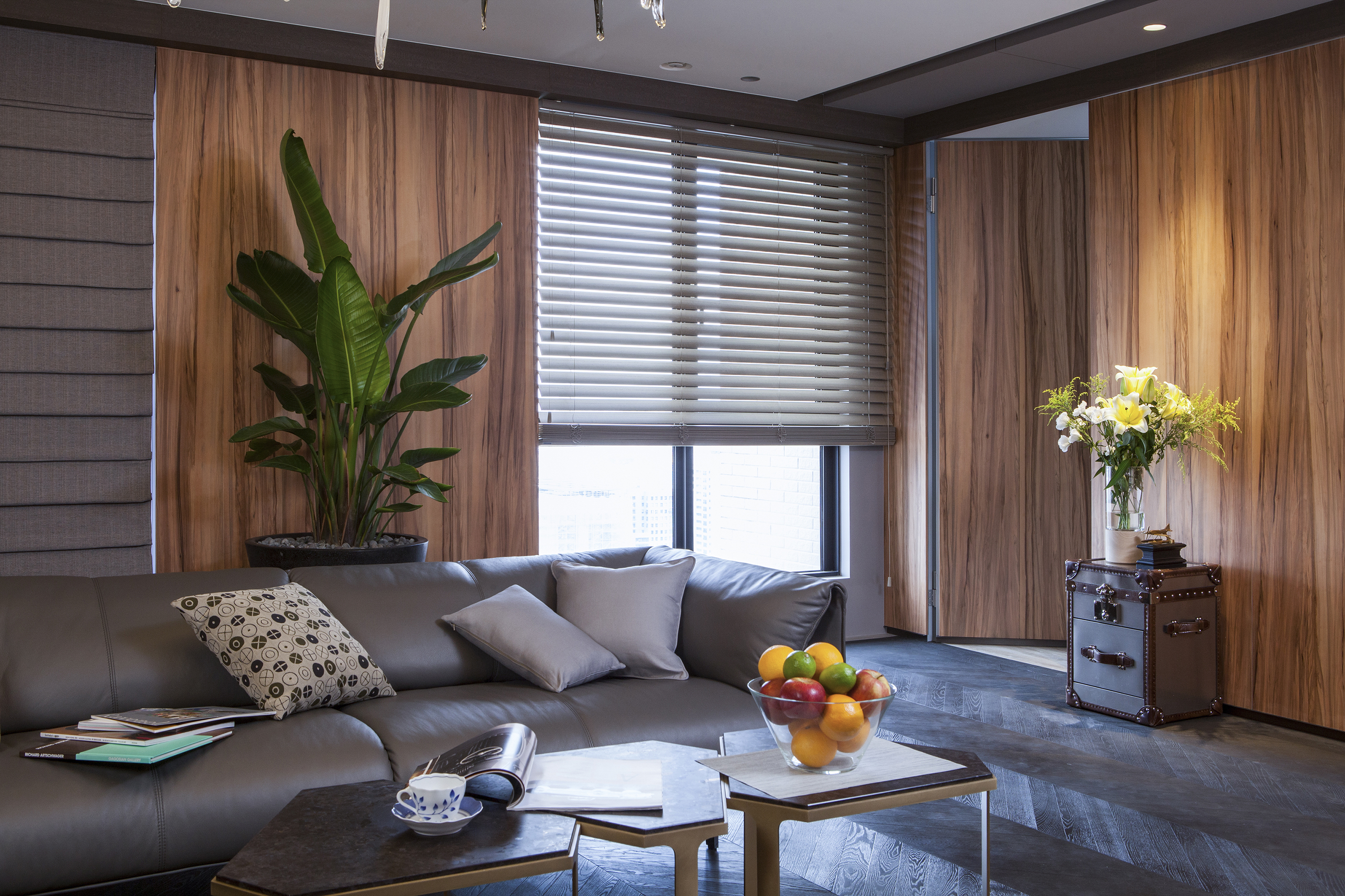 dark living room with horizontal blinds  in Penticton