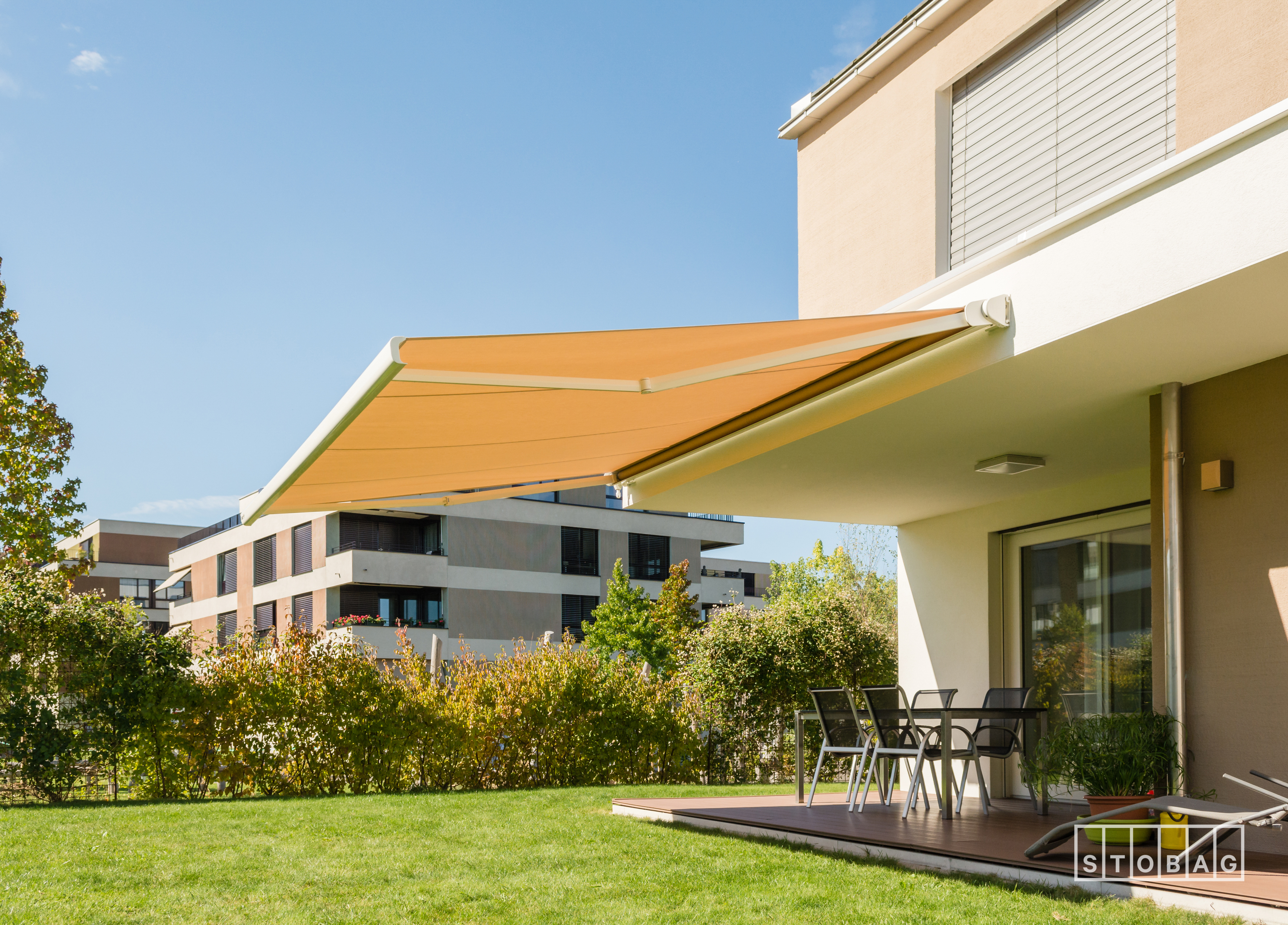 Yellow awning by VistaShades Kamloops