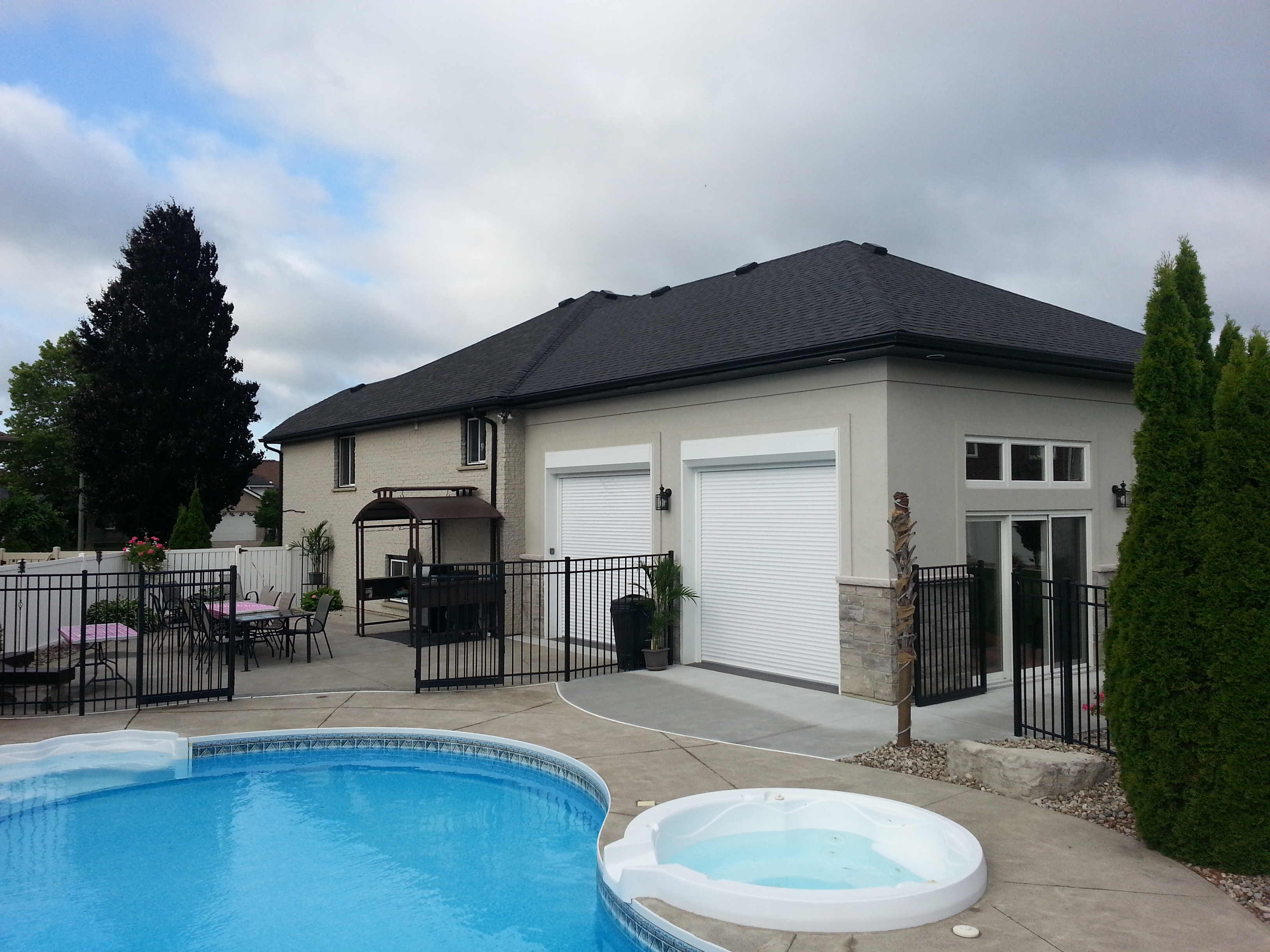 white security shutters victoria bc by pool