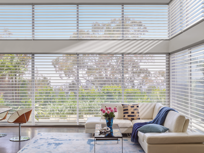 Living room with sheer drapes