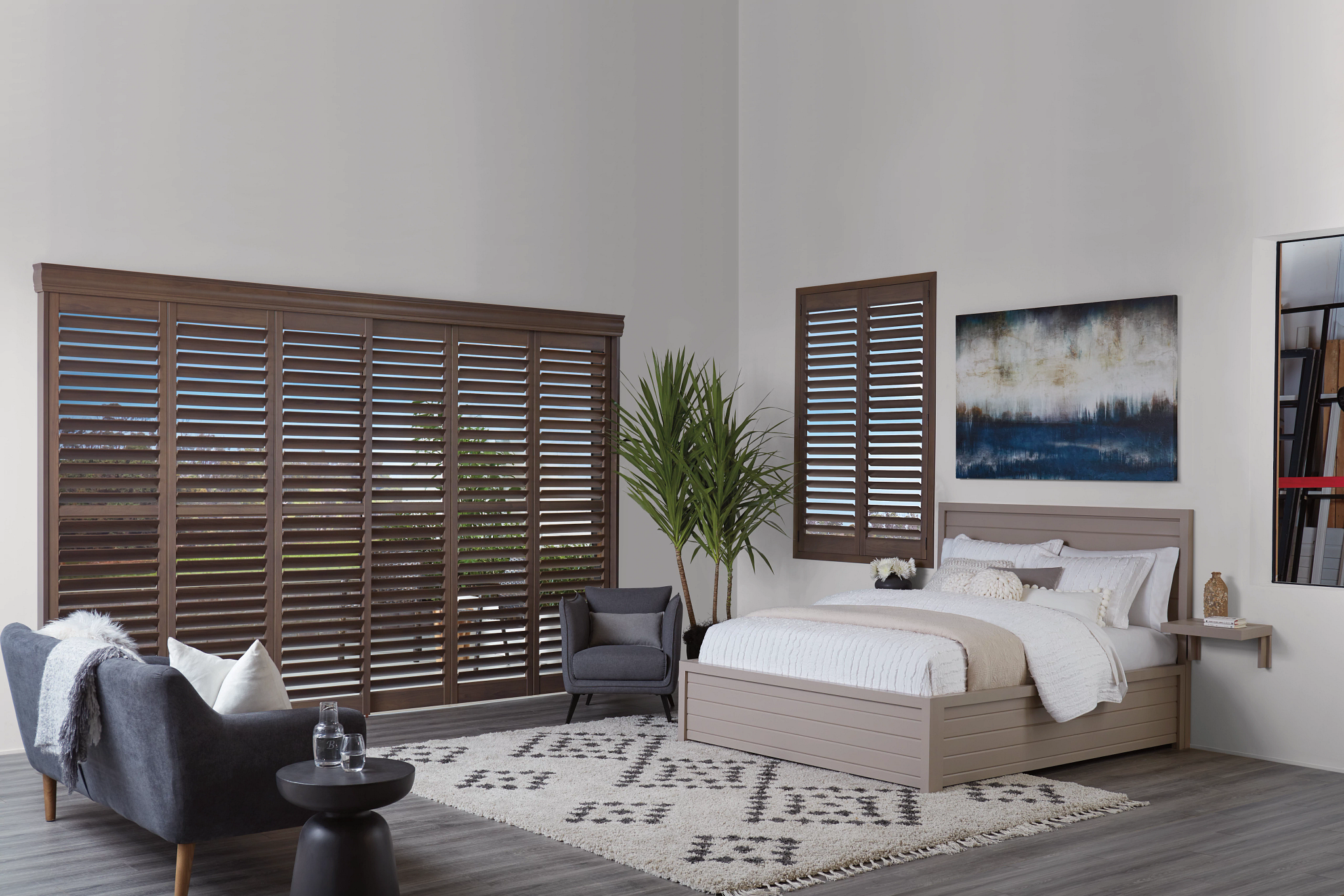 Dark plantation shutters by VistaShades Victoria