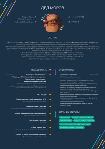Резюме Дед мороз