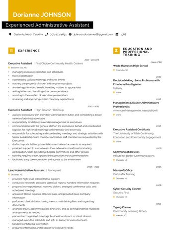 Resume Experienced Administrative Assistant