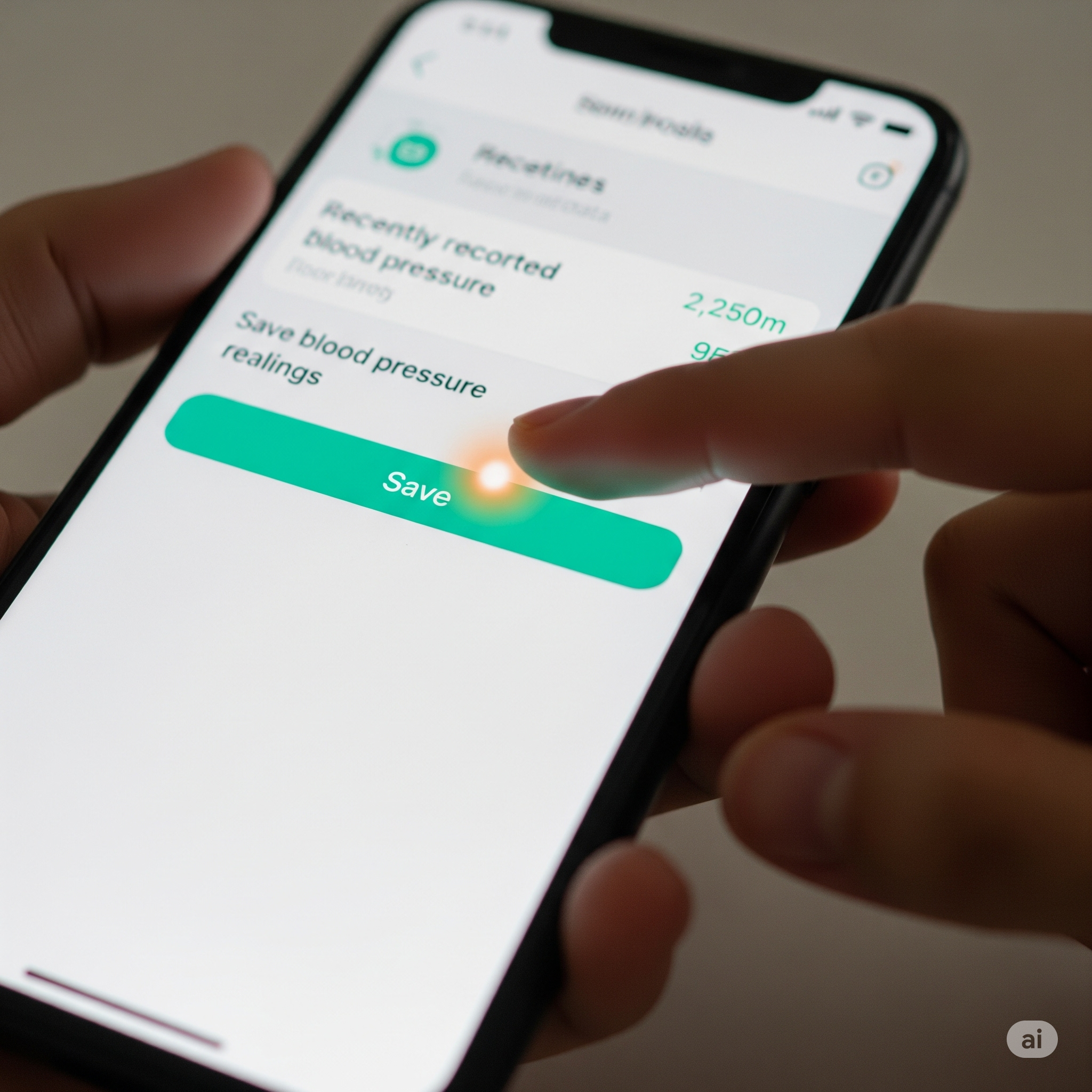 App interface showing saved data