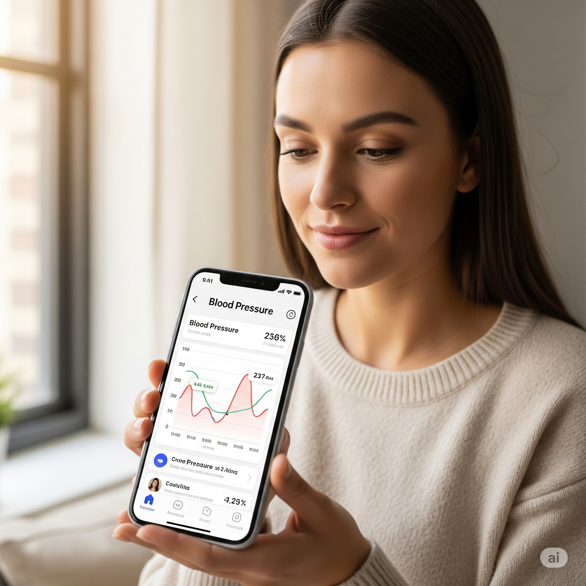 App interface showing statistics chart
