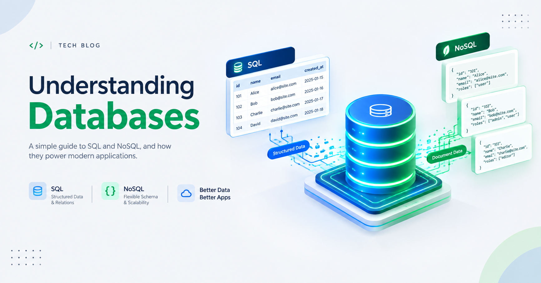 Database Concept in Web Development Banner by Vivaa Technologies