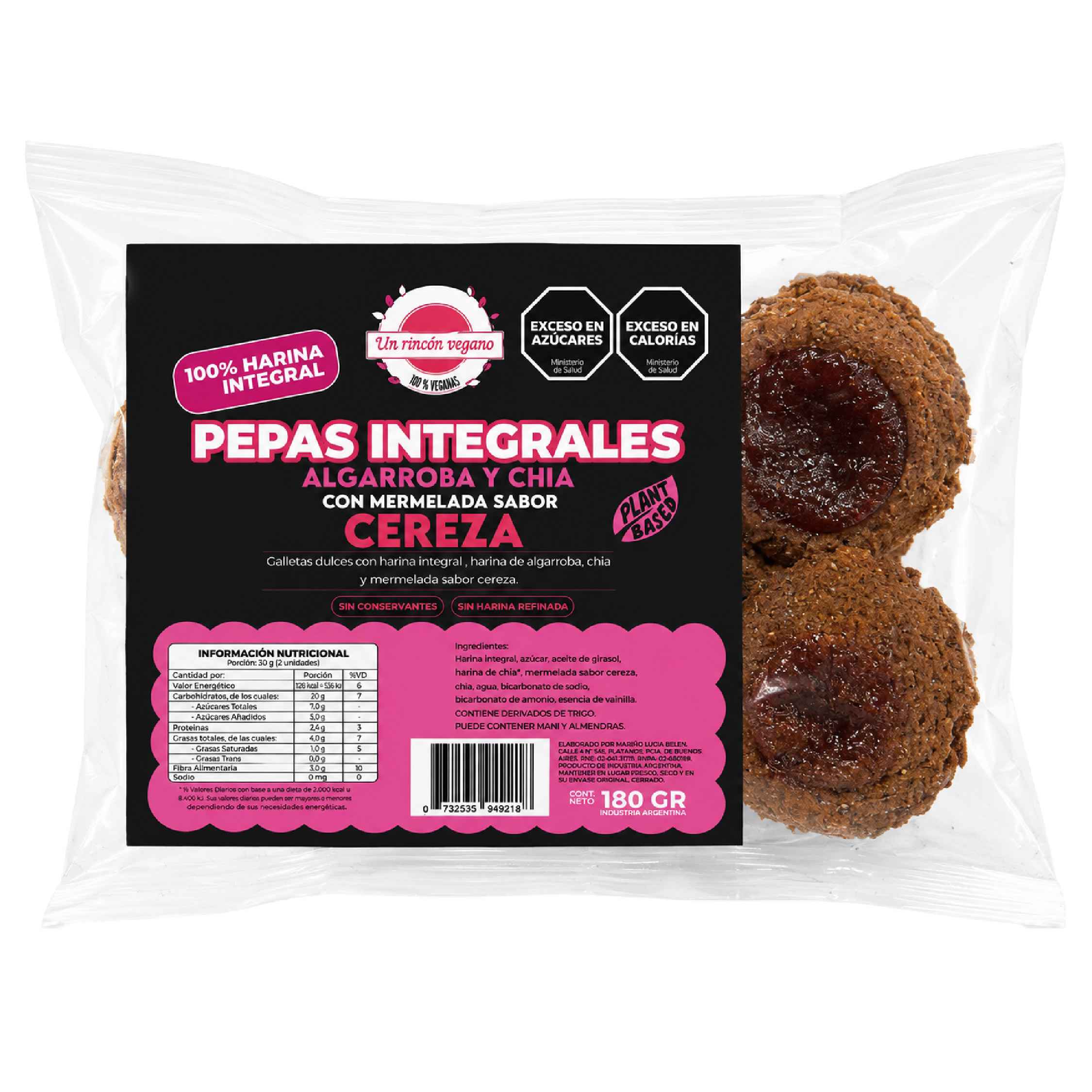 Pepas integrales con mermelada de cereza