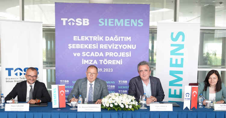 TOSB (Otomotiv Tedarik Sanayi İhtisas Organize Sanayi Bölgesi), dev bir yatırıma ev sahipliği yapıyor. Bu kapsamda; akıllı enerji dağıtımında ve enerji verimliliği projelerinde öncü olan Siemens Türkiye ile temiz enerji elde etmek, elektrik kesintileri ve elektrik dalgalanmalarını engellemek için yatırım ve iş birliği anlaşması yapıldı. Tüm haber detayları Patron Haber'de.