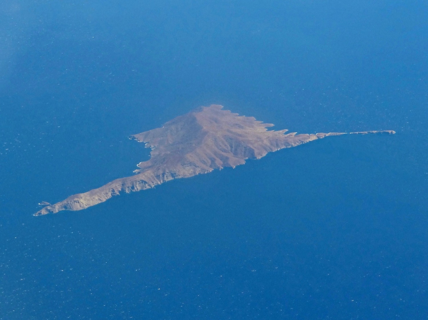 Aerial view of the barren prison island of Gyaros
