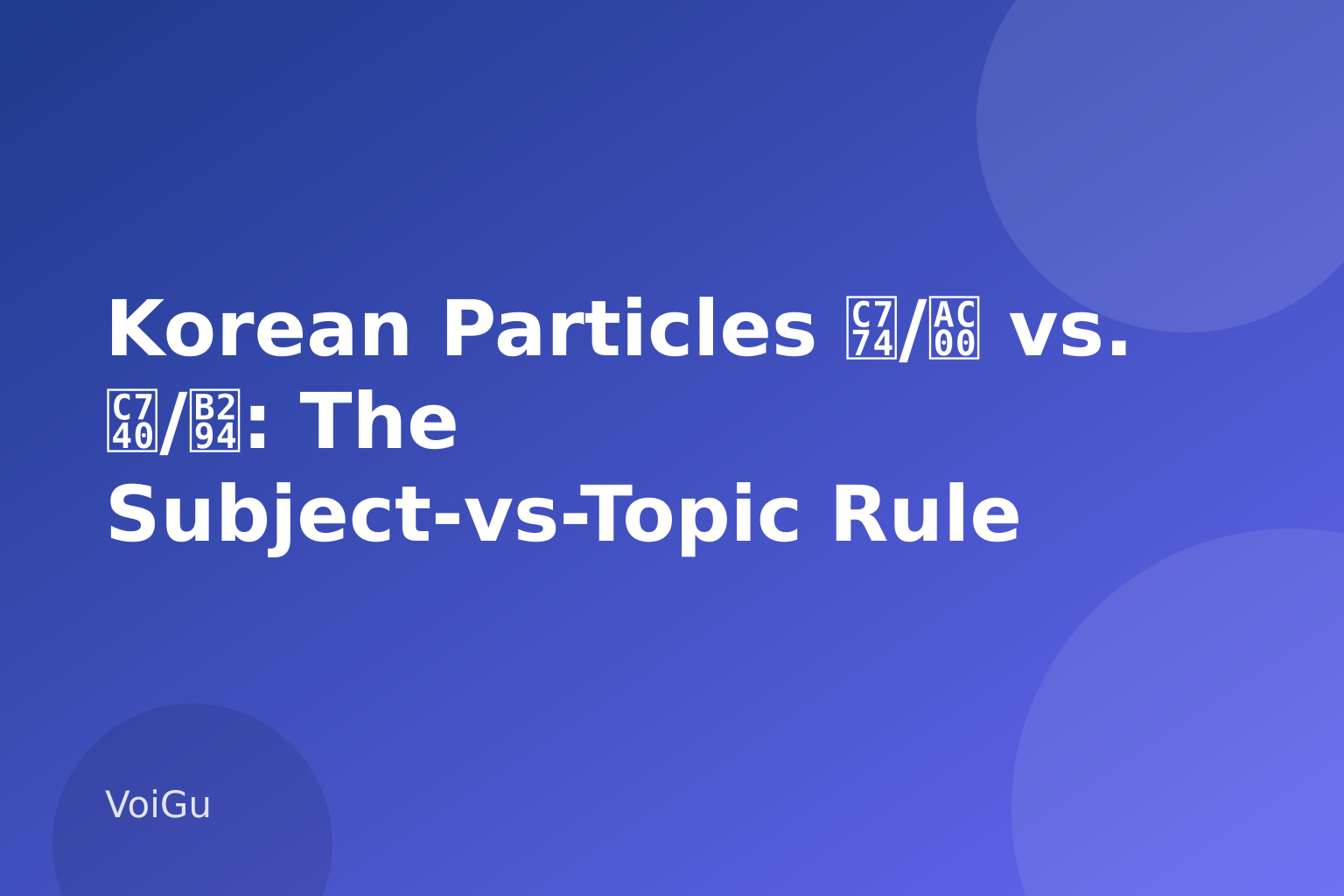Korean Particles 이/가 vs. 은/는: The Subject-vs-Topic Rule That Finally Clicks — VoiGu