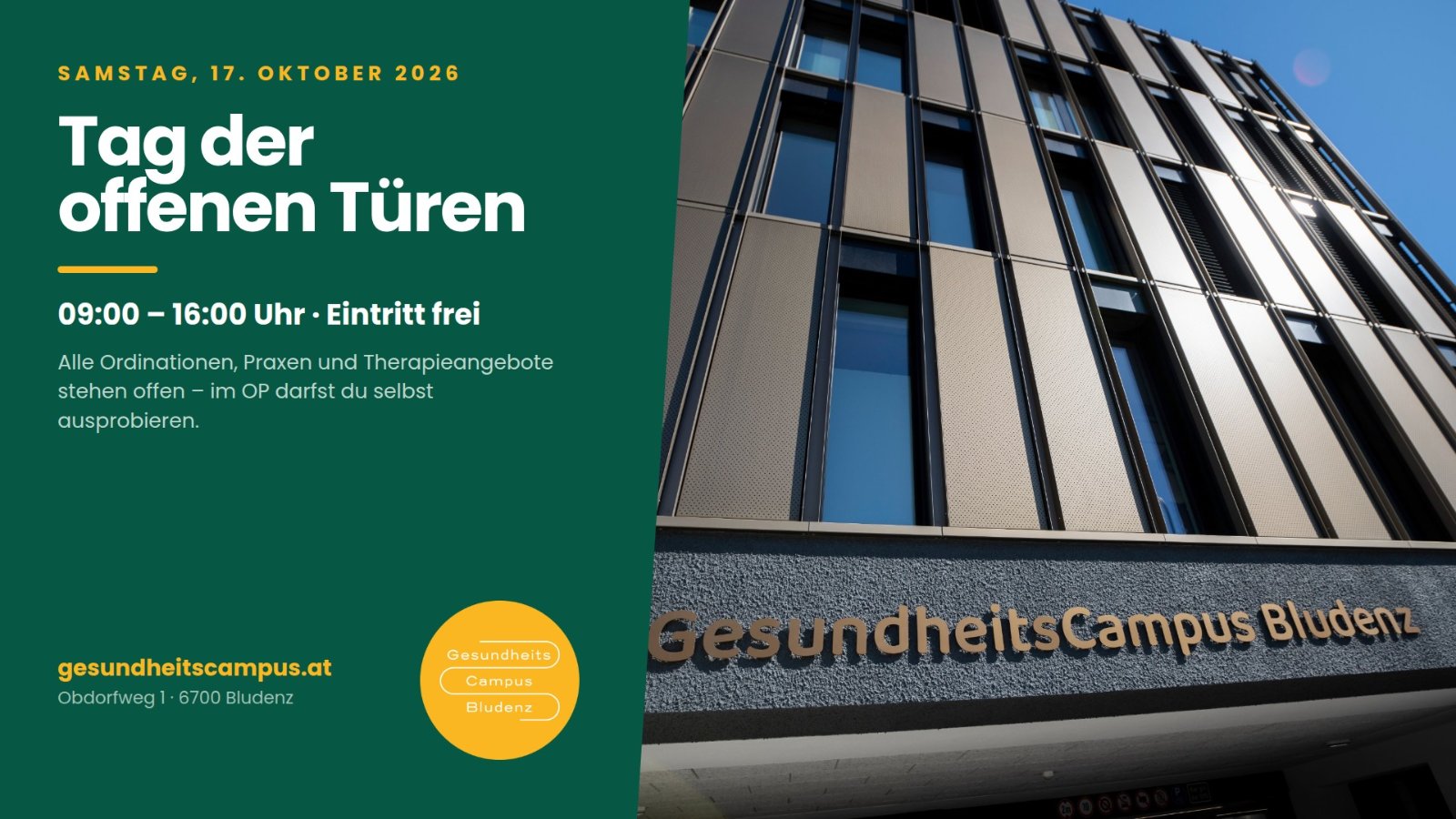 Tag der offenen Türen am GesundheitsCampus Bludenz