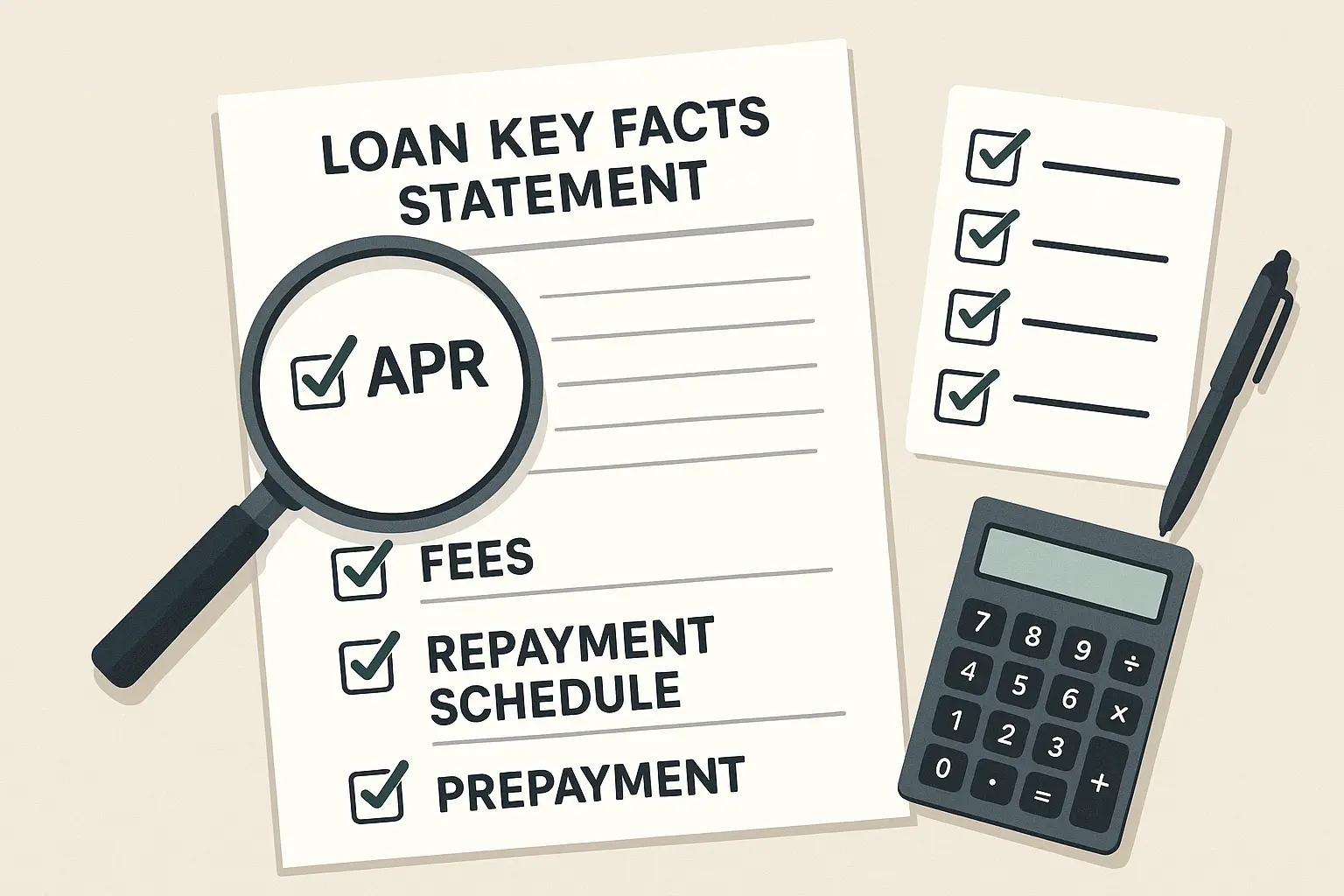 Key Facts Statement and checklist for reviewing wedding-loan fees and APR