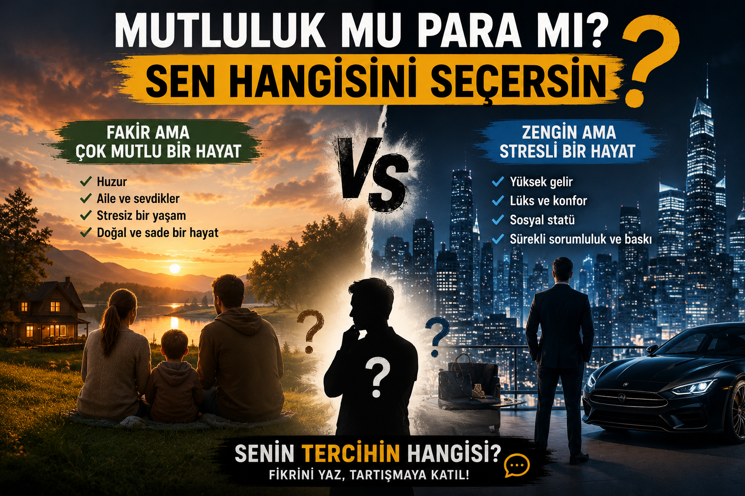 Fakir ama çok mutlu bir hayat mı, zengin ama stresli bir hayat mı?