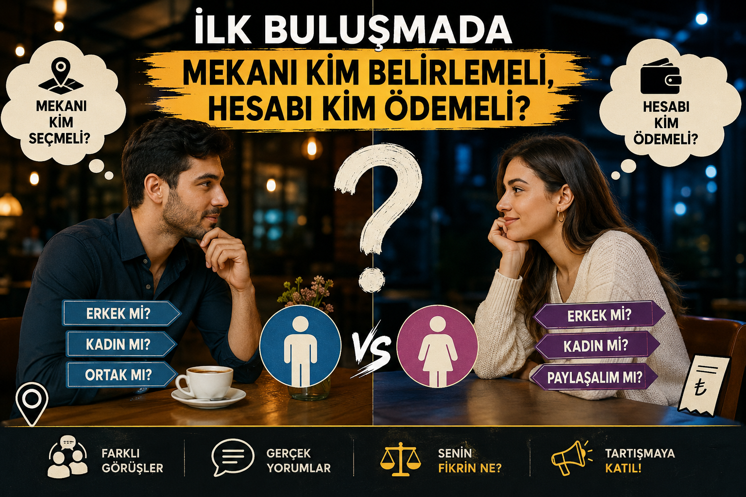 İlk buluşmada mekan seçimini kim yapmalı, hesabı kim ödemeli?