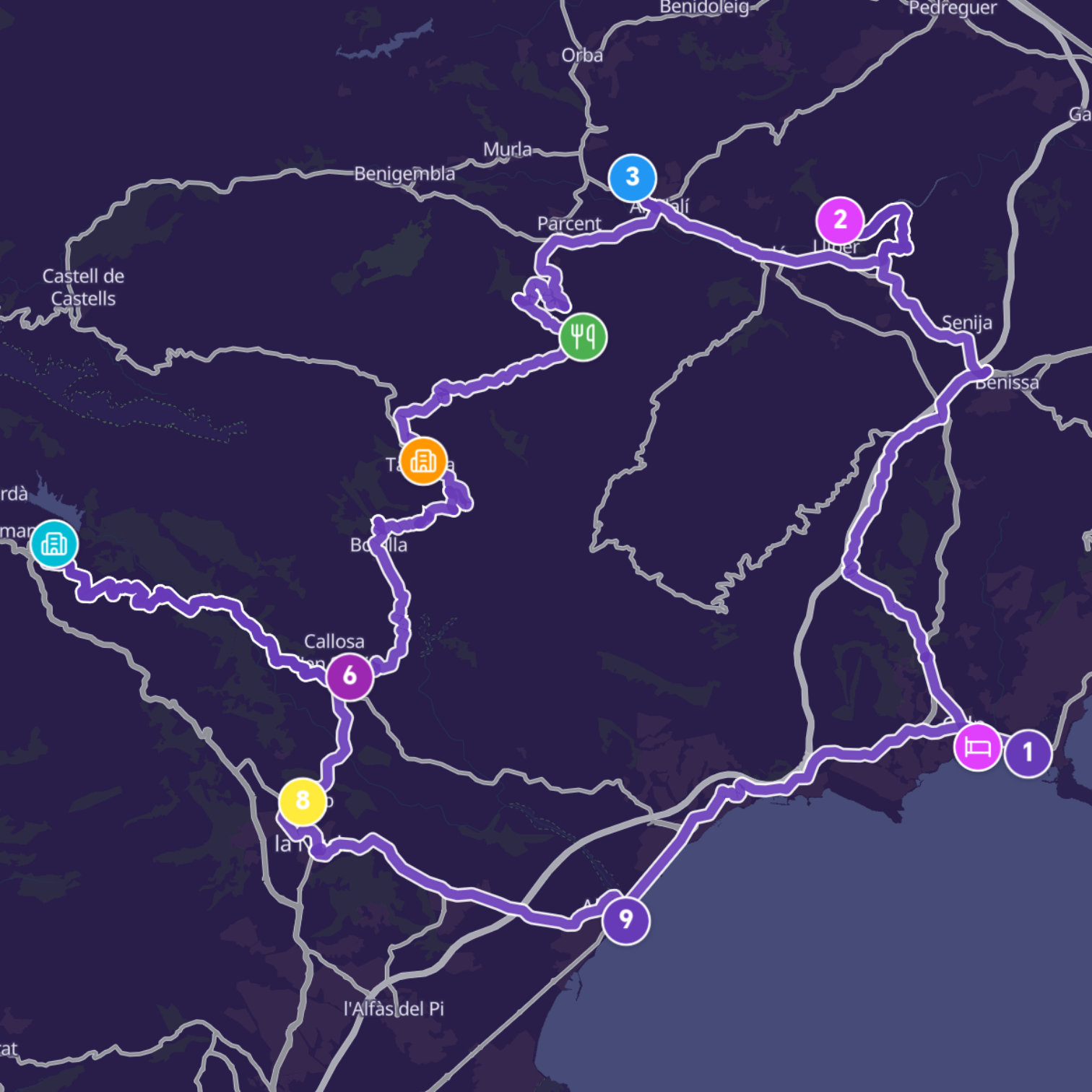 Map itinerary