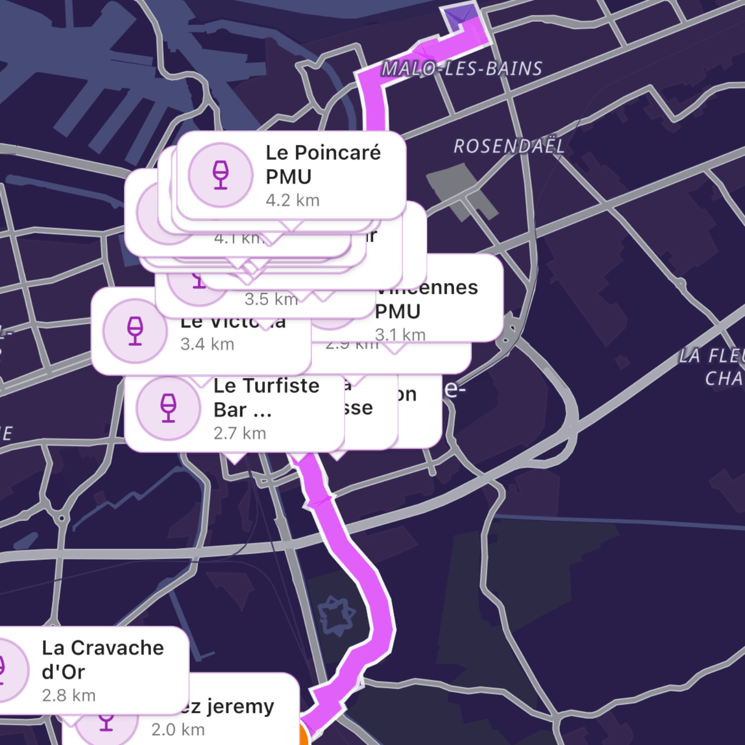 Map itinerary